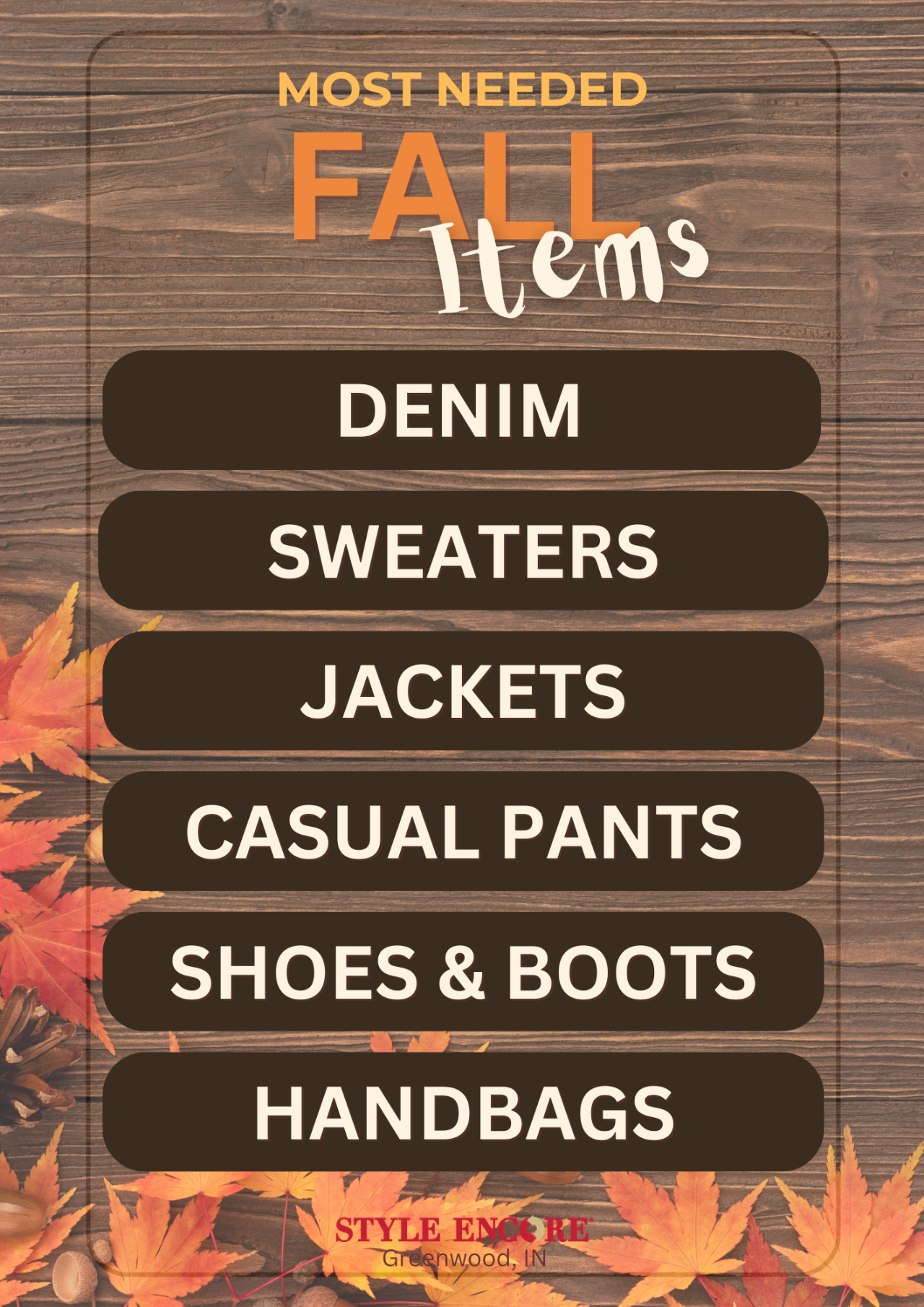 Fall Buy Needs